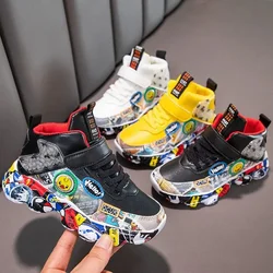 Buty sportowe dla dzieci olśniewające fajne buty dla dzieci Graffiti buty do biegania modna platforma do butów obuwie Casual chłopca do tenisa