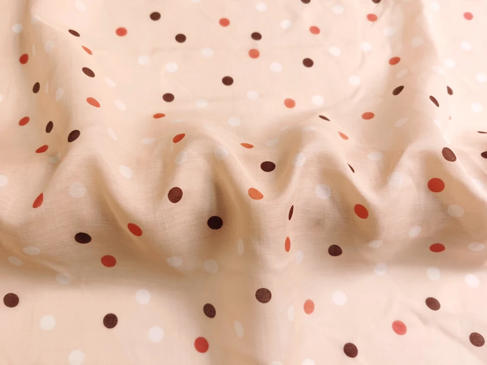 1 meter X 1.35 meter Cute Polka Dots Material Lining Natural Silk Cotton Fabric