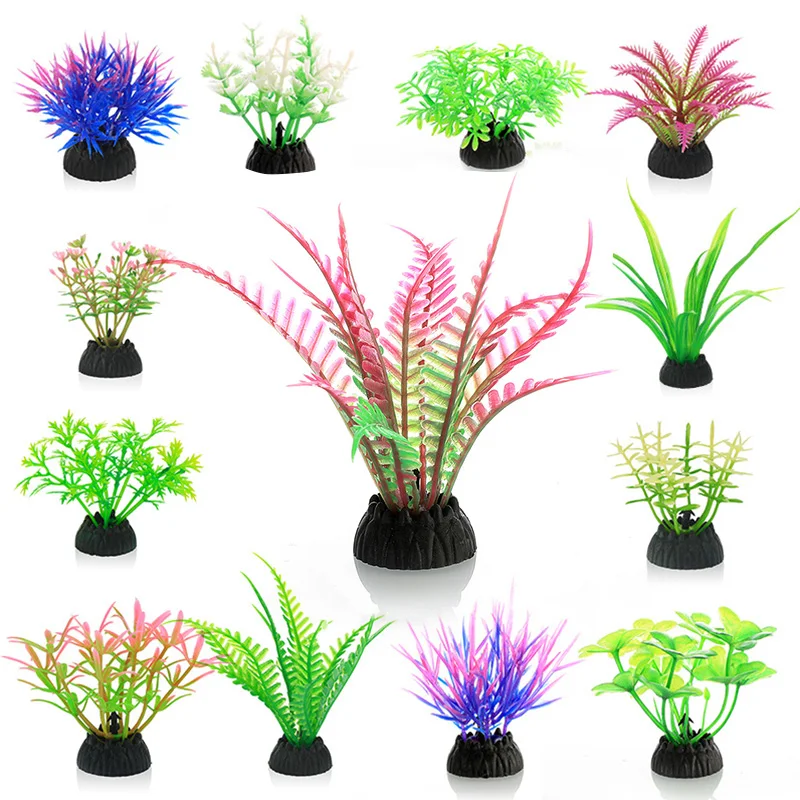 1pc PVC Artificial Grass Aquarium Decoration Water Ornament Plastic Plant Fish Tank Aquarium Decoration Accessories Multi Colors