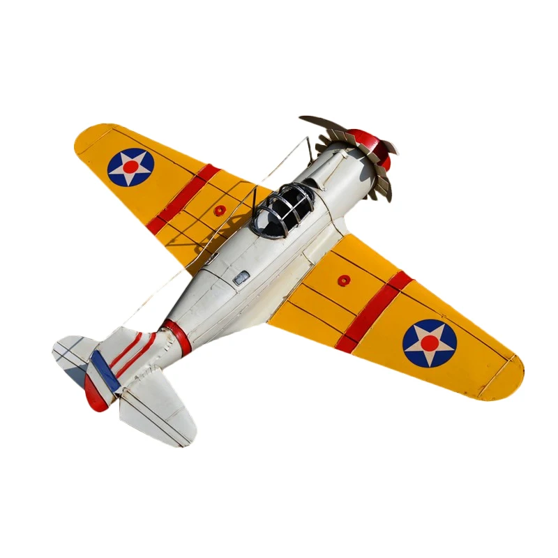 Retro tin aircraft model, World War II American Buffalo carrier-based fighter, model, handicraft ornament