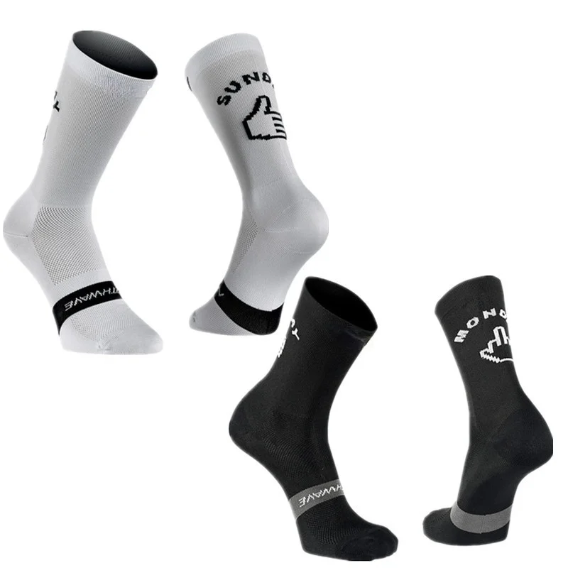 Chaussettes de cyclisme respirantes pour hommes et femmes, drôle, nouveau, dimanche, cyclisme, vélo de route, pouce, doigt moyen, sport, course, course, chaussettes de course