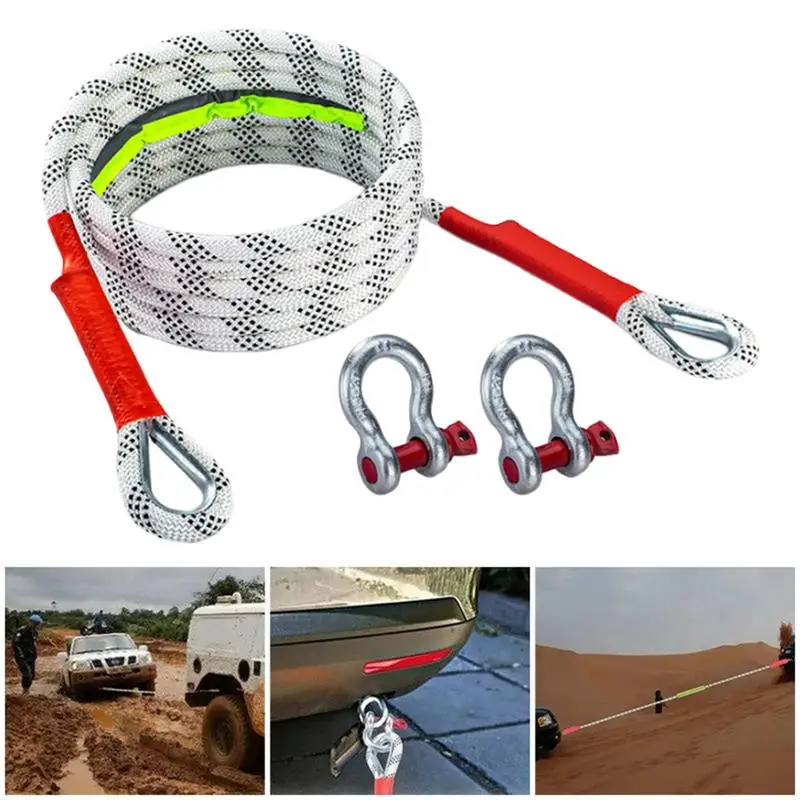 

Kinetic Recovery Tow Rope Trailer Rope Rescue Rope With Steel Hook Towing Strap Recovery Ropes For Sand Snow emergency rope