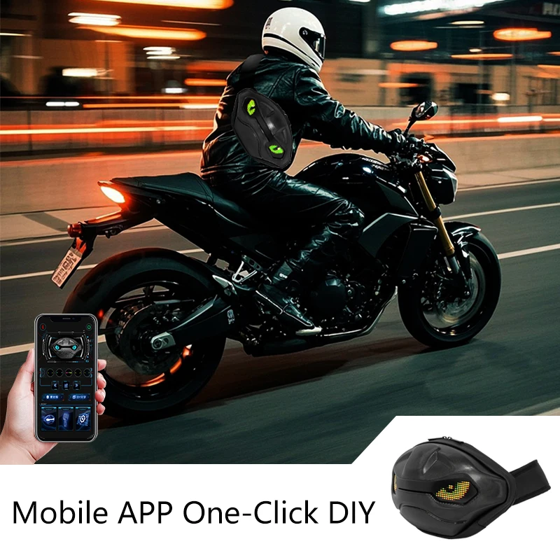 

LOY Moto Pocket LED Backpack Smart Display Backpack Motorcycle Riding Shoulder Bag DIY Pattern Luminous Women's Saddle Bag