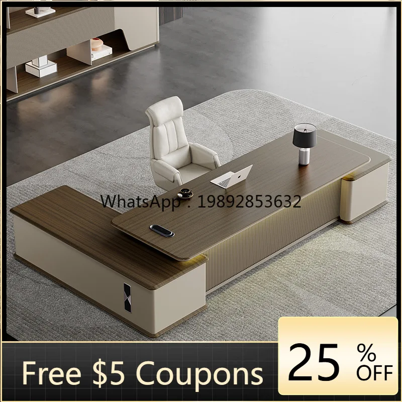 

LYY Simple Executive Space Fashion Series Full Set Lacquered Office Desk and Chair Set Office Furniture Boss Table