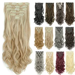 Curly Synthetic Blonde Clip in Hair Extensions Full Head Hair Pieces for Women Postiche Natural Hair Clip Ins