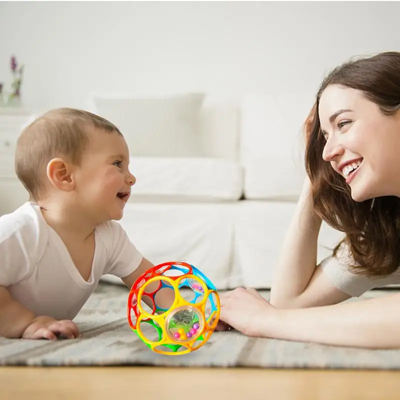 Bolas sensoriales para bebés, sonajero para bebés, juguete de agarre para la dentición, exploración sensorial, desarrollo de actividades, campanas de mano para bebés