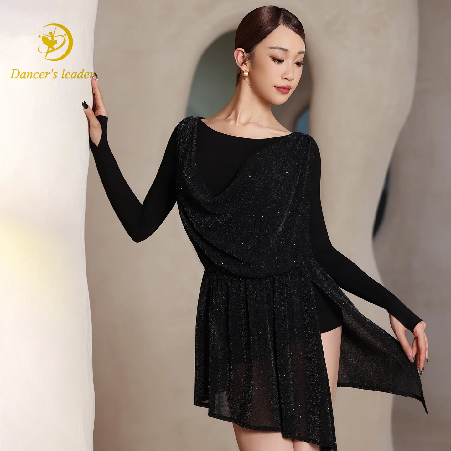 robe-de-danse-latine-pour-enfants-et-adultes-tango-haut-de-gamme-vetements-professionnels-pour-femmes-maille-scintillante-faux-deux-pieces