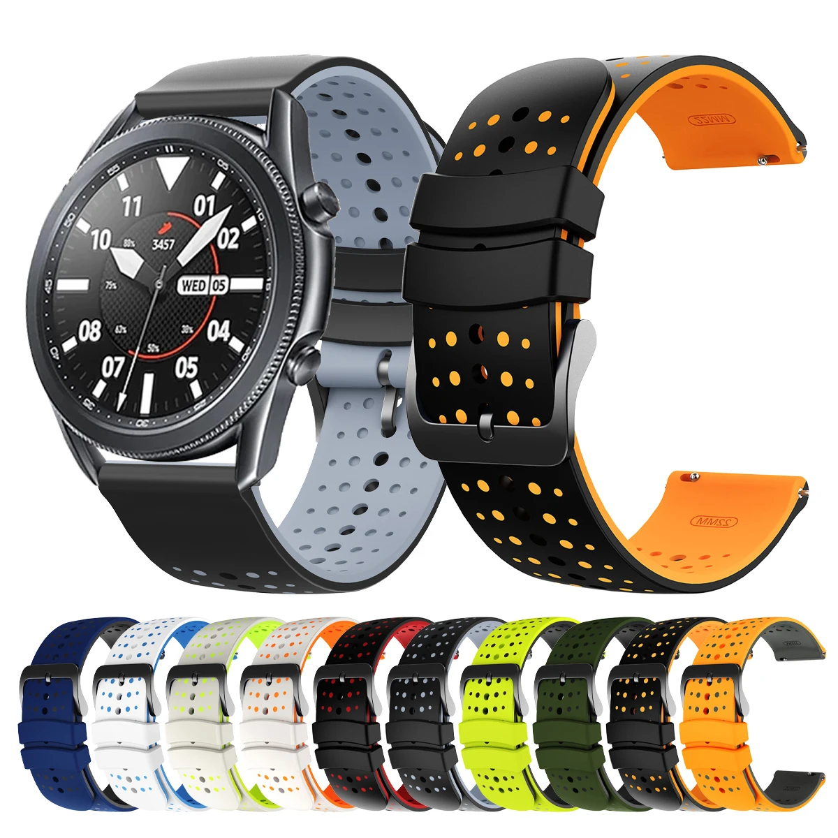22mm Band for Samsung Galaxy Watch 3 45mm 46mm/Gear S3 Classic and Frontier silicone bracelet Huawei GT7 Pro GT 6 5 4 46mm strap