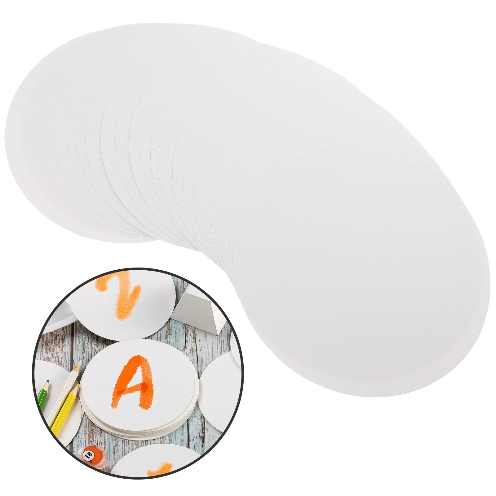 40 Pcs Round Drawing Paper Cardboard DIY Painting Cards Cardboards Slices Stock