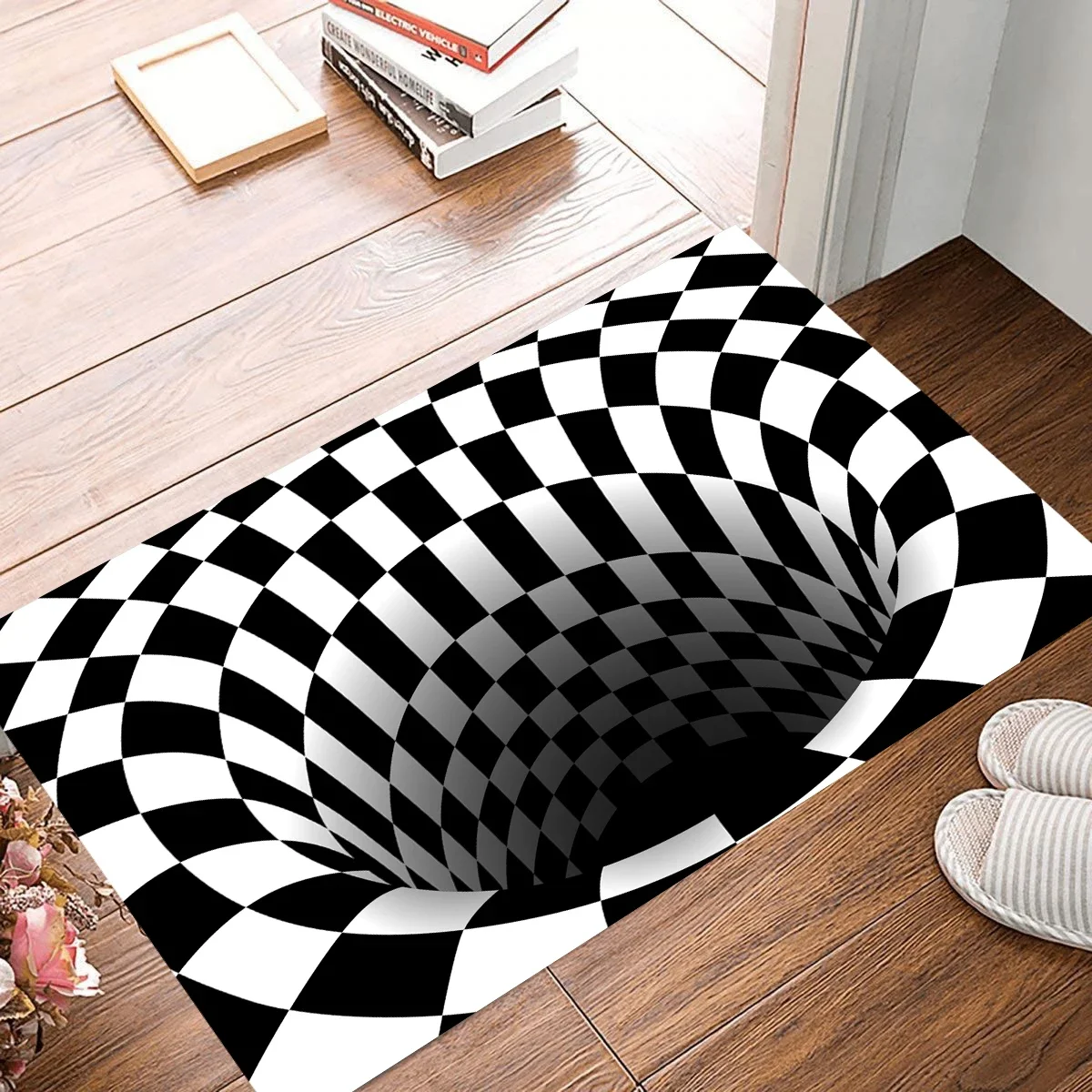 

3D Swirl Illusion Carpet Entrance Door Floor Mat Abstract Geometric Optical Door Mat Kitchen Bedroom Doorway Anti-Slip Mat