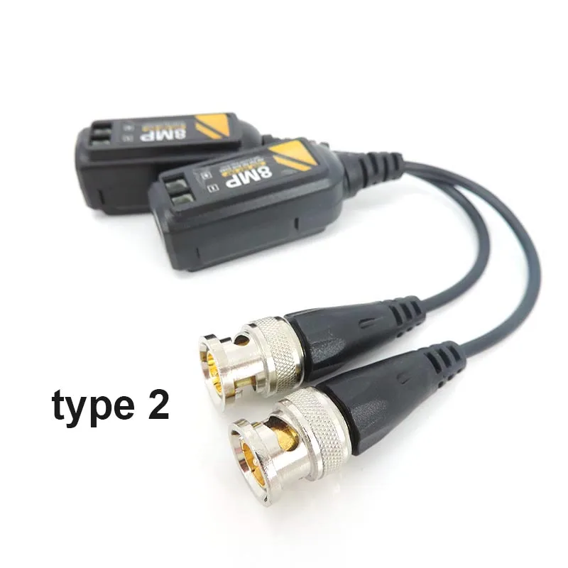 Adaptador de cabo BNC macho para câmera CCTV, Balun Connector, Balun para UTP Transceiver, 3000FT Distância, 4K, 8MP