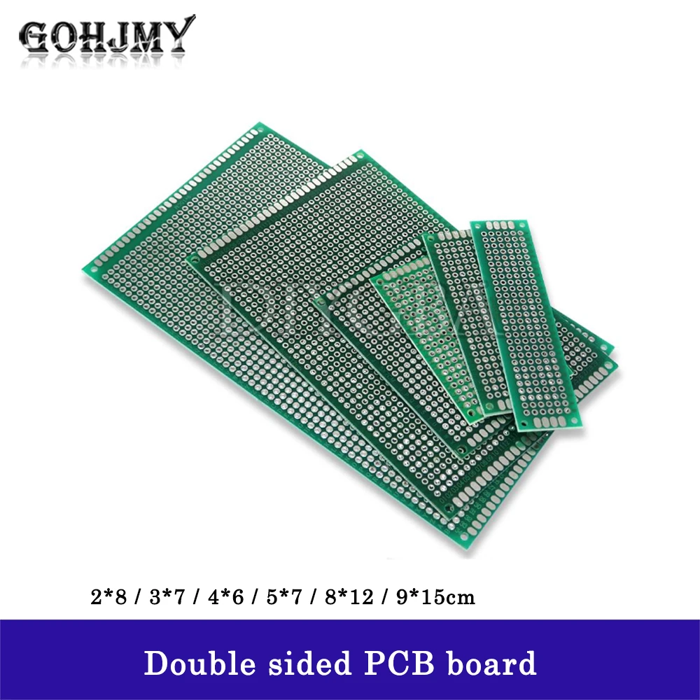 Placa de pan de doble cara Universal PCB, 1 piezas, 2x8cm, 3x7 cm, 4x6cm, 5x7 cm, 2x8, 3x7, 4x6, 5x7 CM, 2,54 placa de circuito PCB MM