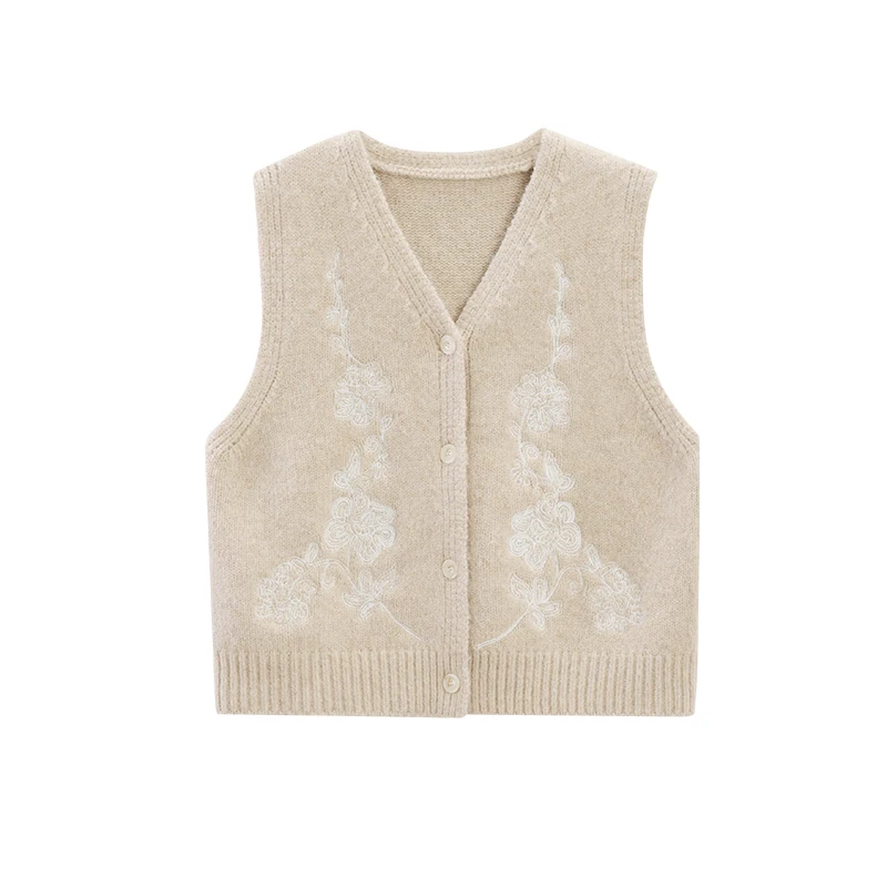 ALXNAN Bezrękawniki z dekoltem w serek Zapinane na guziki Kardigany dzianinowe Damskie Jesienne Miękkie Warstwy do Noszenia na Wierzch Uniwersalne Swetry Odzież Damska L57223