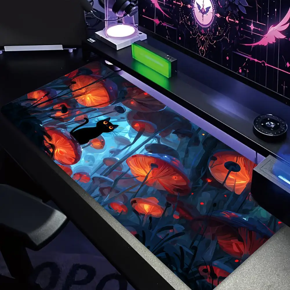 Unique Mushroom Wonderland Mouse Pad Gaming mats Non-Slip Durable Desk Mat mousepad With Stitched Edge HD printing Office mat