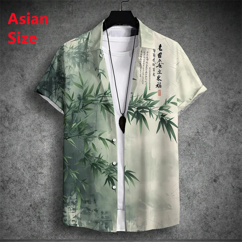 

Летняя бамбуковая мужская гавайская рубашка с 3d растительным принтом для мужчин Гавайские рубашки больших размеров Пляжная рубашка с цветочным принтом 6xl Camisas