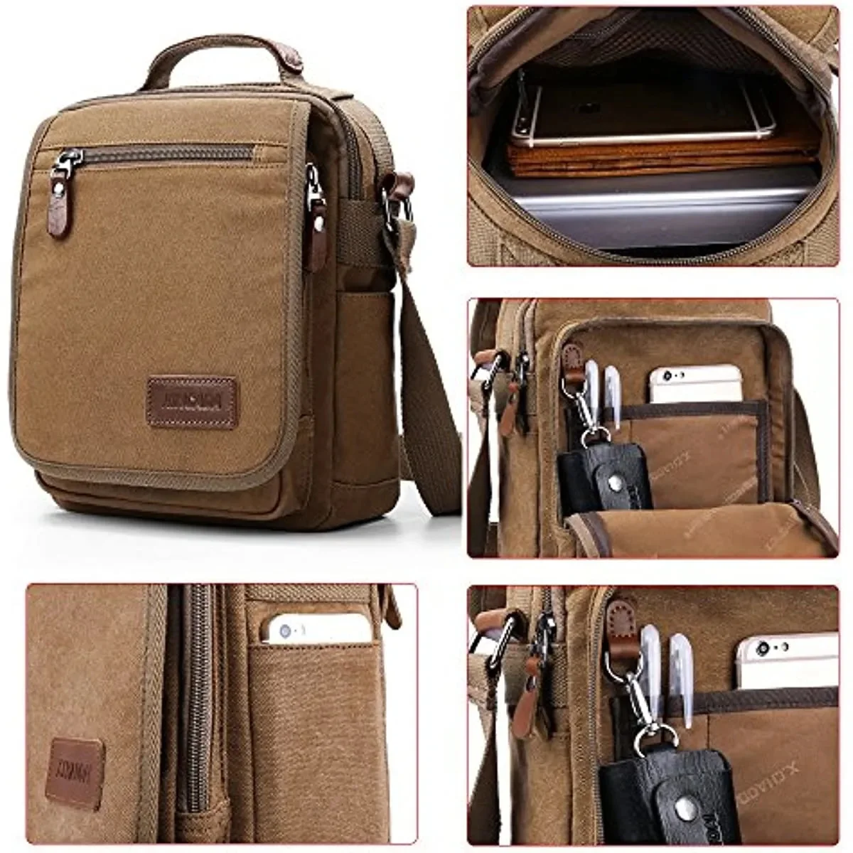 Imagem -05 - Canvas Messenger Bolsa para Homens Bolsa Crossbody Bolsa de Ombro Viagens Trabalho Negócios