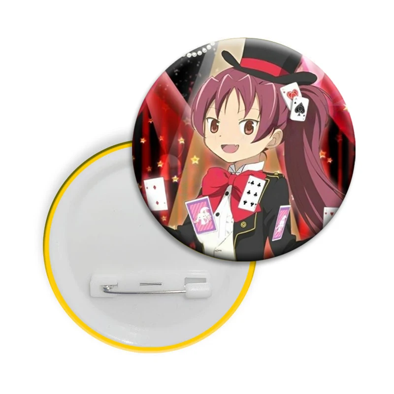Anime Puella Magi Madoka Magica Lapel Pins Cartoon Kyoko Sayaka Creative Brooches Round Badge for Bag Clothes Accessories Gifts