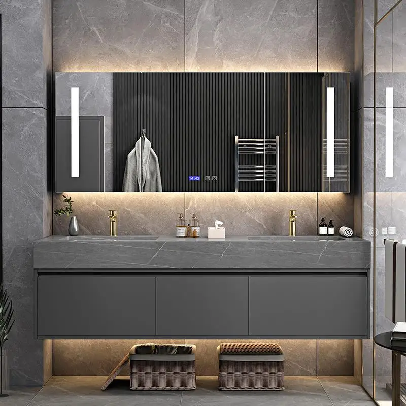 

Light luxury, rock slab, seamless, ceramic, bath cabinet, combination