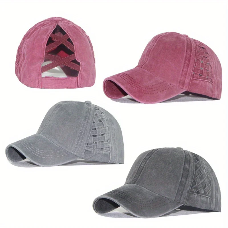 Solid Color Versatile Peaked Cap Travel Outdoor Sunshade Hat Used Water Washing Baseball Cap Cross Weaving Breathable Unisex