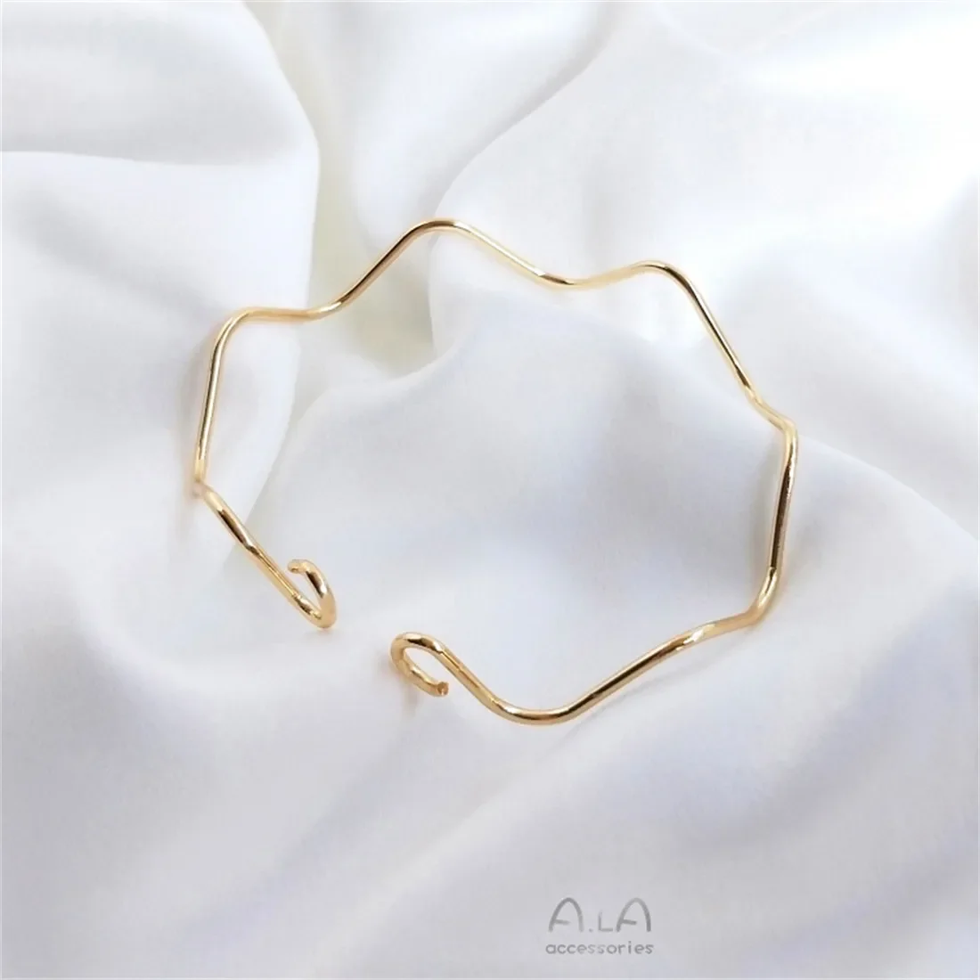 

Pure Copper Wire Package 14K Real Gold C-shaped Wave Bracelet Ring Diy Opening Hoops Bracelet Basic Accessories B720