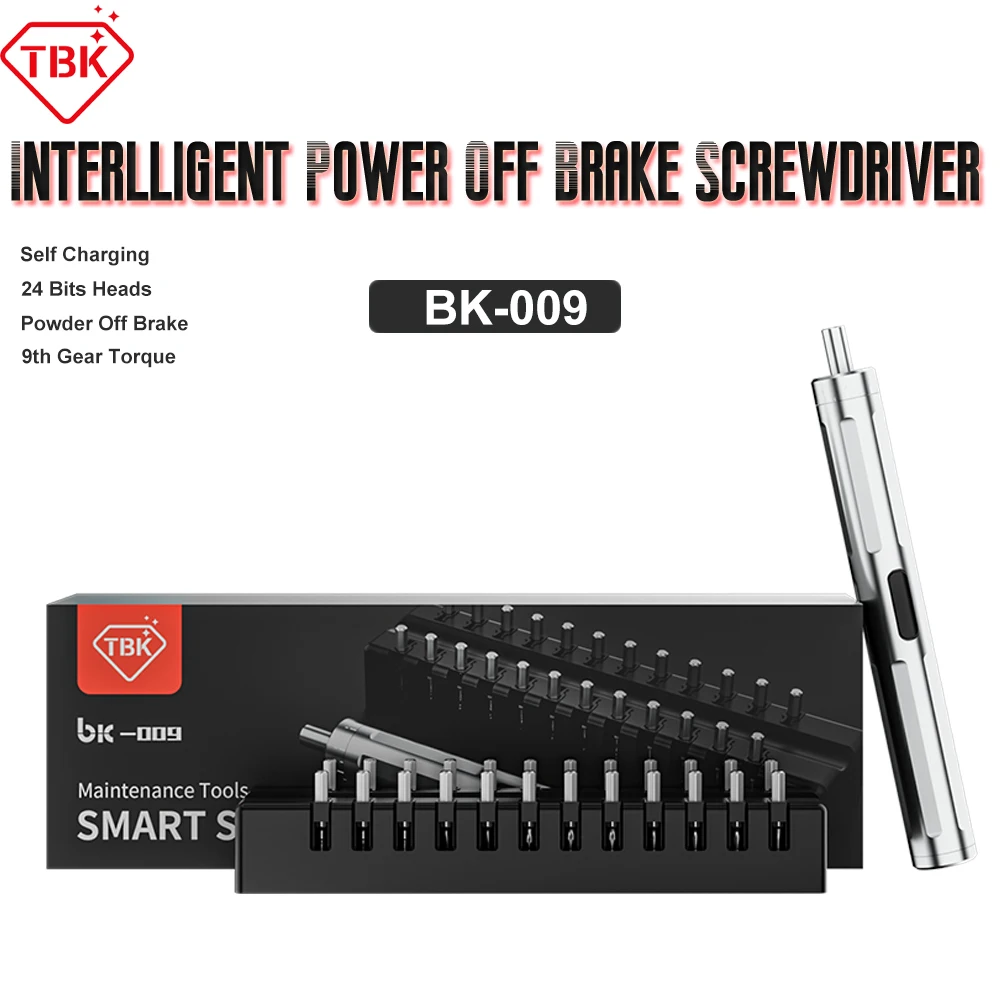 

TBK BK-009 Intelligent Power-off Brake Adjustable Torque Electric Screwdriver For Mobile Phone Repair Dismantling Kits