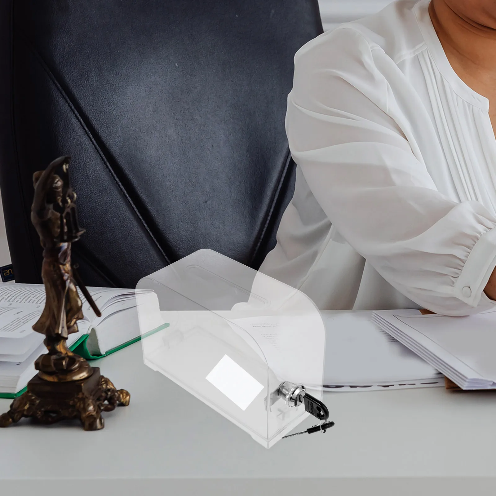 Business Card Holder Large Capacity Desktop Organizer Safe Lock Design Box For Office Card Collection Acrylic Material