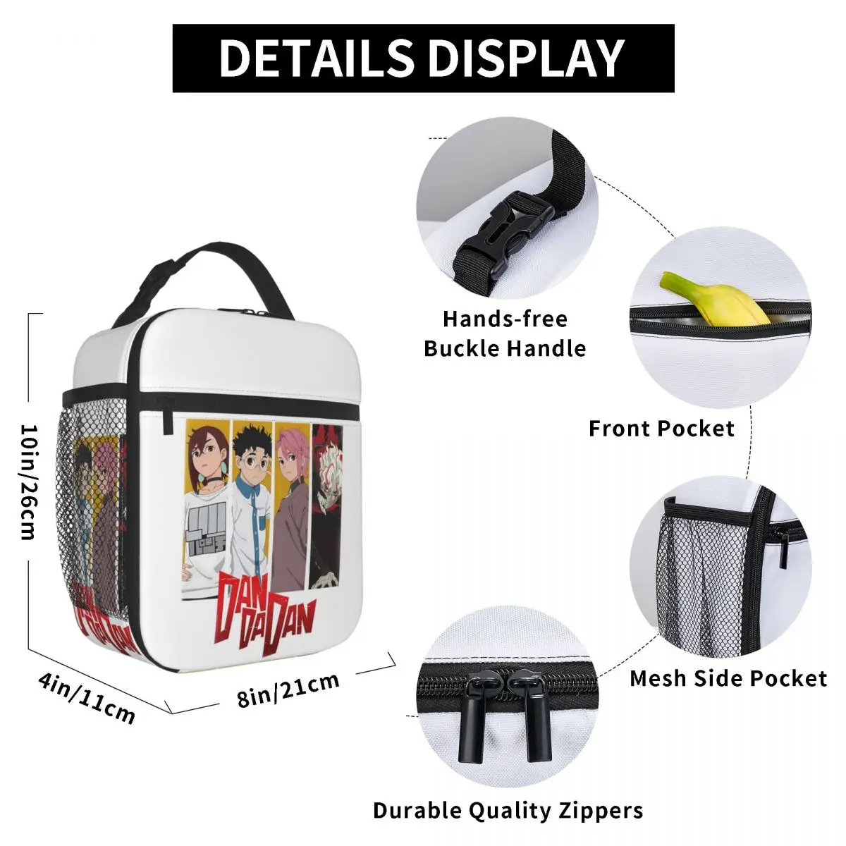 Anime Dandadan Turbo Granny Cat Insulated Lunch Bag for Women Office Cooler Thermal Food Box Tote Portable Lunch Boxes Container