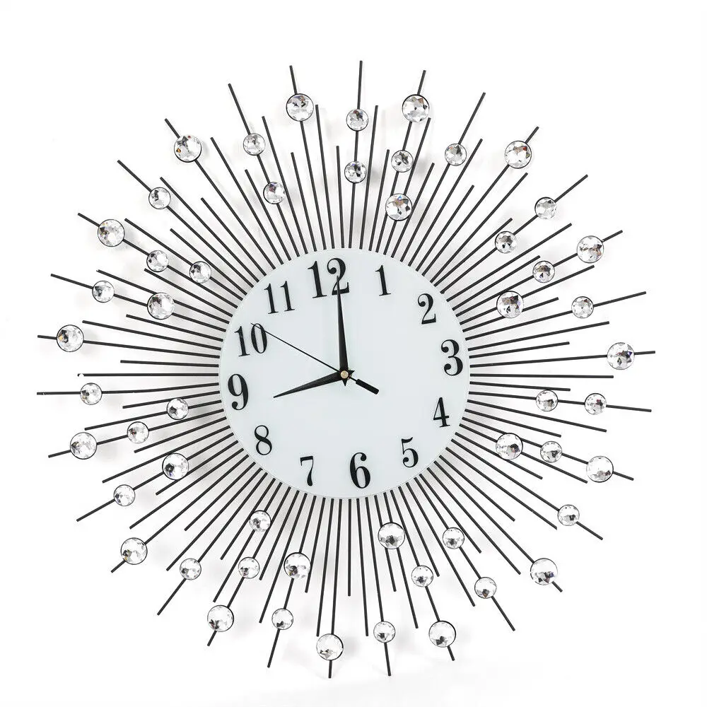 23.6Inch Luxury Wall Clock Diamond Studded Sparkling Bling Wall Clock Decor