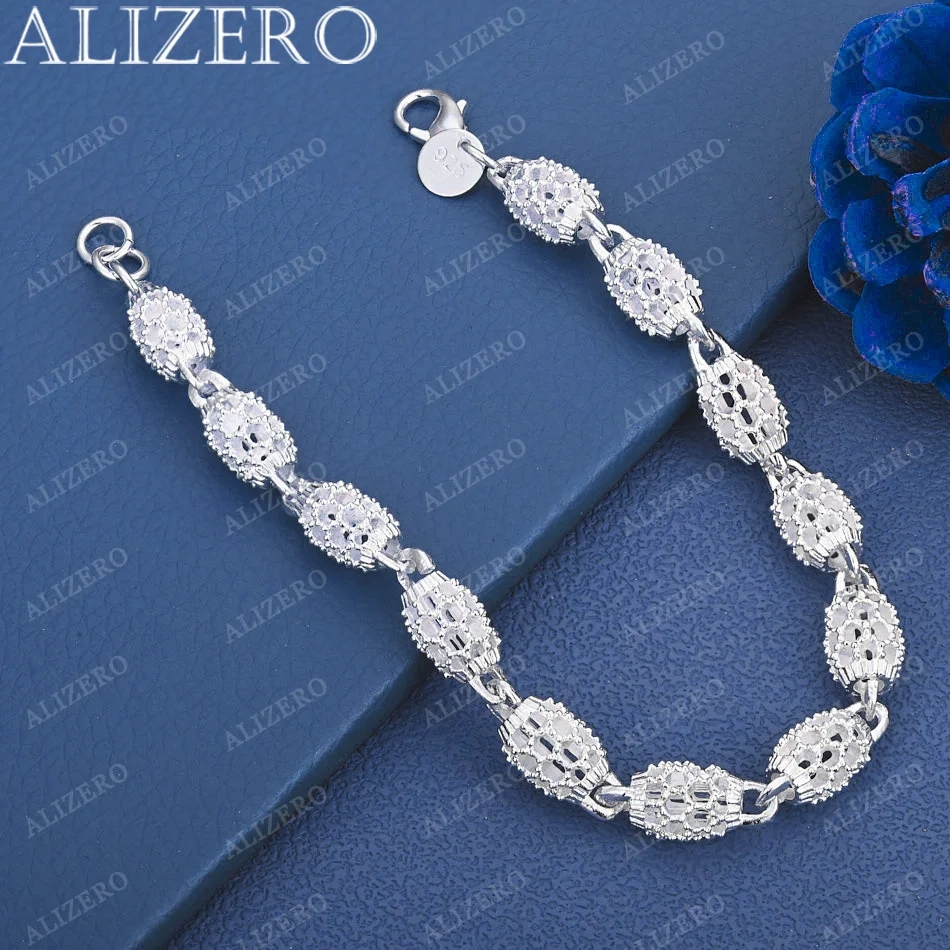 

ALIZERO 925 Sterling Silver Hollow Beads Chain Bracelet Fashion Wedding Engagement Birthday Party Jewelry Gifts
