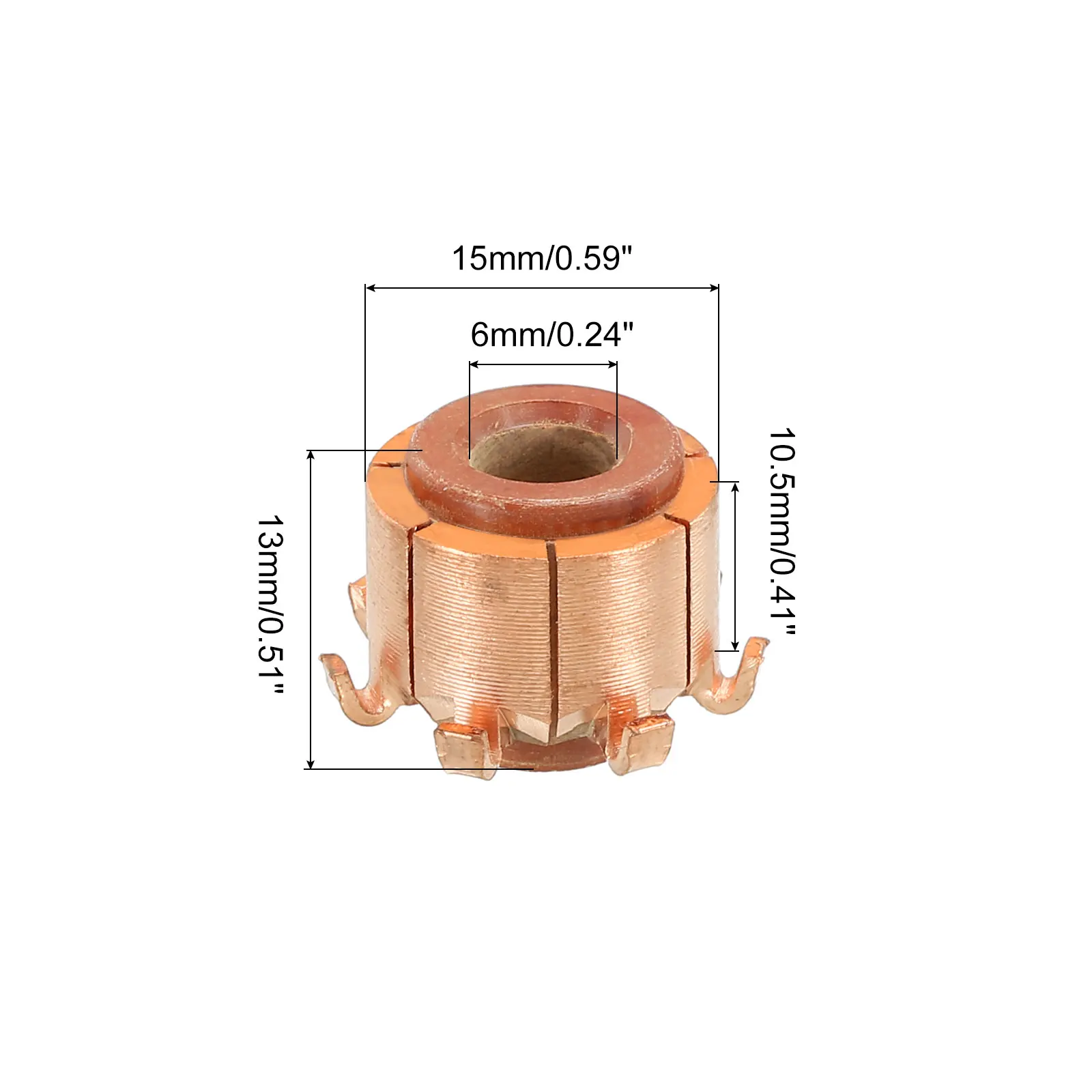 Conmutador de Motor eléctrico con gancho de cobre, 6x15x13mm, 7P/8x18,8x13,5mm, 12 dientes