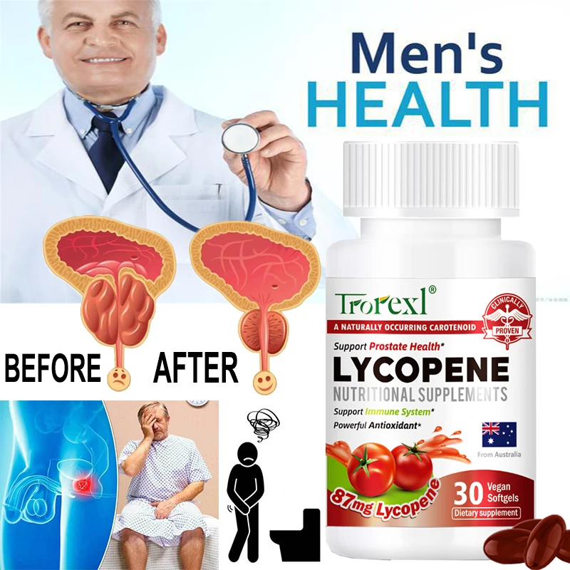 Lycopene Capsule for Men Prostate, Prostate and Heart Health Support Enhance Immunity, Urinary Tract Health, Prostatitis