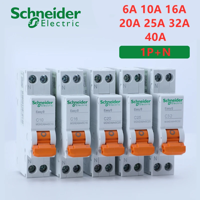 Schneider Electric MCB 1P+N Miniature Circuit Breaker 6 10 16 20 25 32 40A MGNEA9A45C32 MGNEA9A45C40 MGNEA9A45C25 MGNEA9A45C10