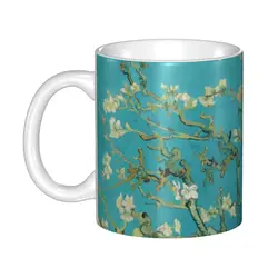 Almond drag Vincent Van gogh mugsカスタムアートフラワーペインティングコーヒーセラミックマグカップクリエイティブギフト