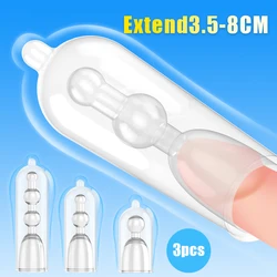 3PCS Glans Extend Penis Sleeve Comdom Reusable Male Cock Extender Dick Sleeve Sex Toys for Men Extend 3.5-8.0cm