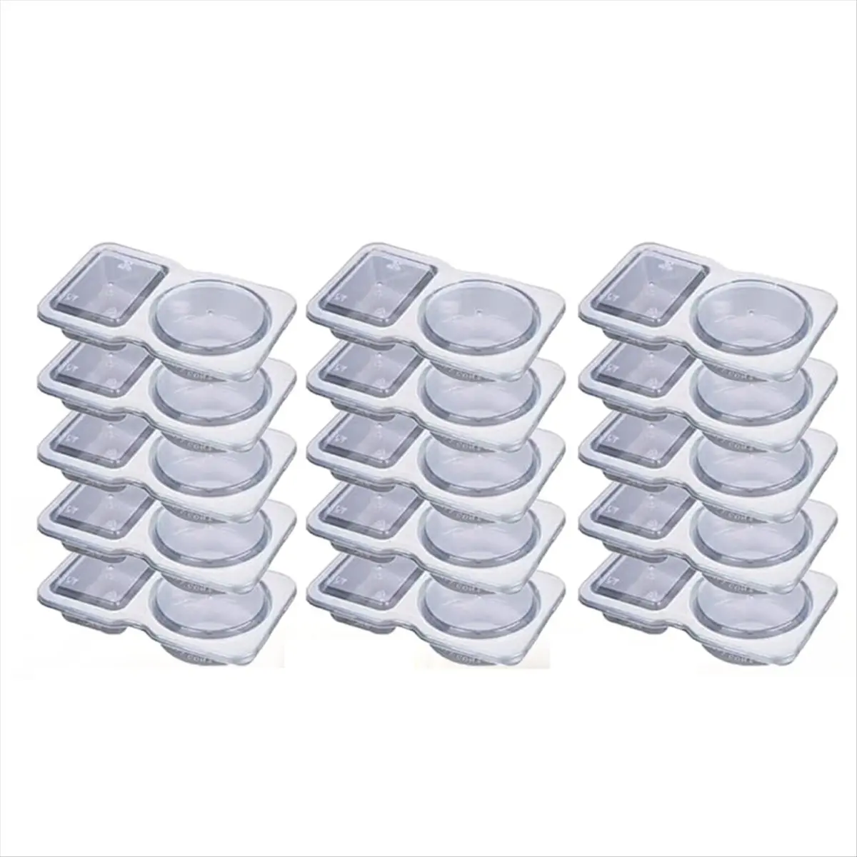 A72P Double Compartment Condiment Container with Lids - 3 Oz 2 Compartment Snack Containers Reusable Sauce Containers 15PCS
