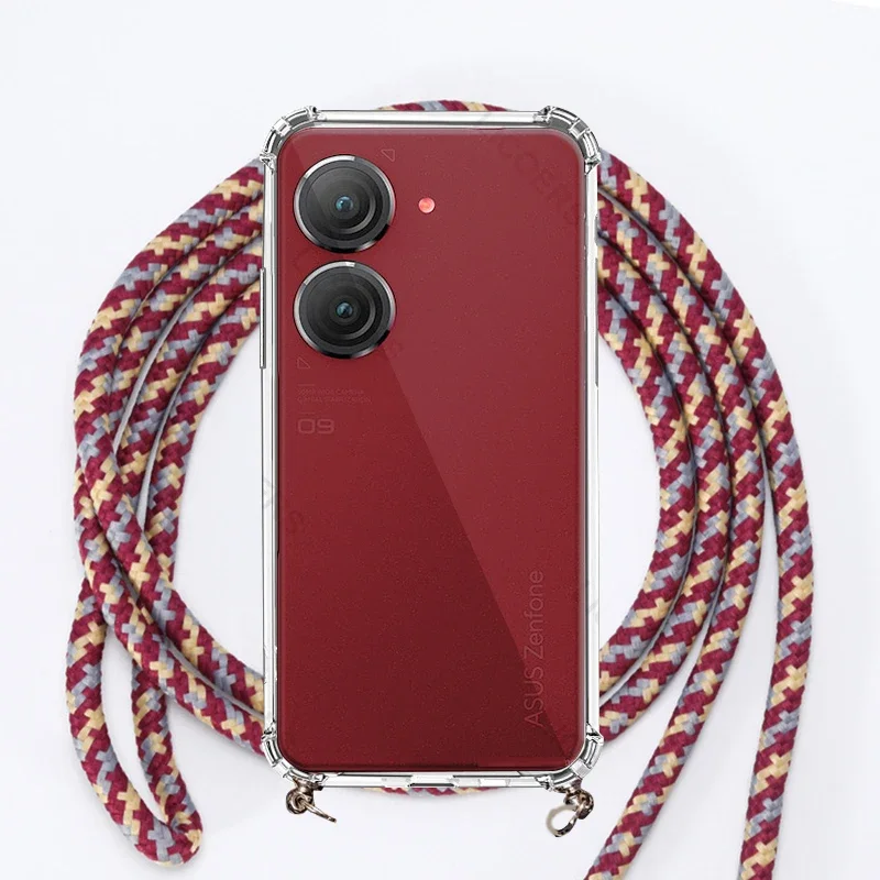 Adjustable Rope Case for ASUS Zenfone 11 Ultra 10 9 8 Cover Crossbody Lanyard Shoulder Strap Air-bag Crystal Soft Shell Funda