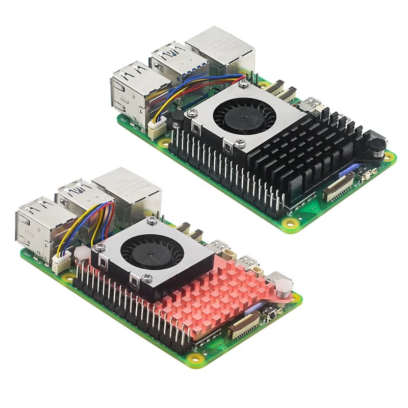 Pi5 Ventilador enfriador activo Radiador de metal Raspberry Pi 5 Opción de disipador de calor Cobre puro/Aluminio-Plata/Aluminio-Negro