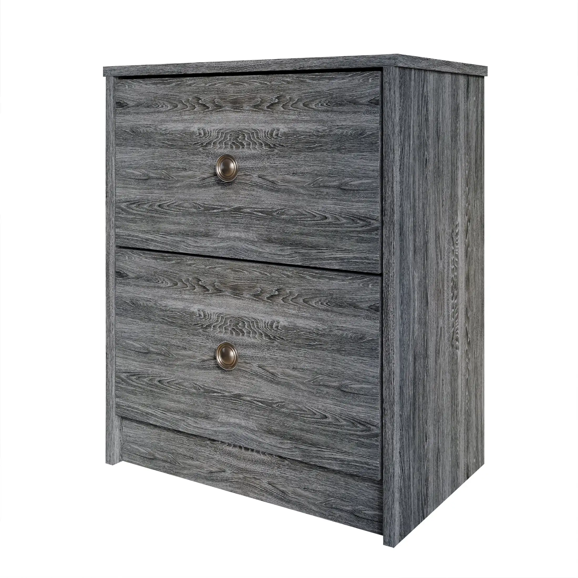 

Vintage Nightstand with 2 Drawers, Dark Gray