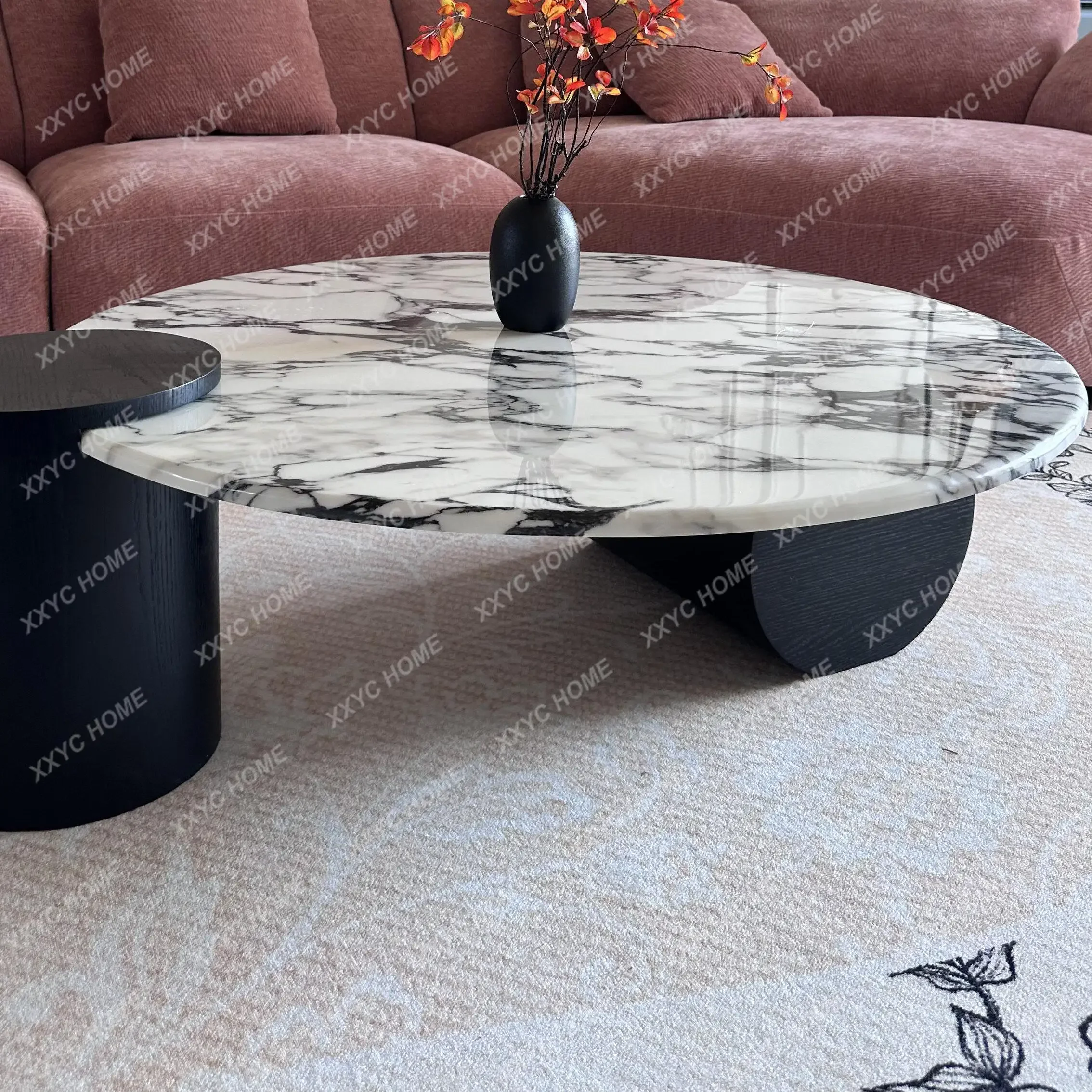 AA Medieval style natural marble rock slab coffee table household high-end coffee table creative tea table