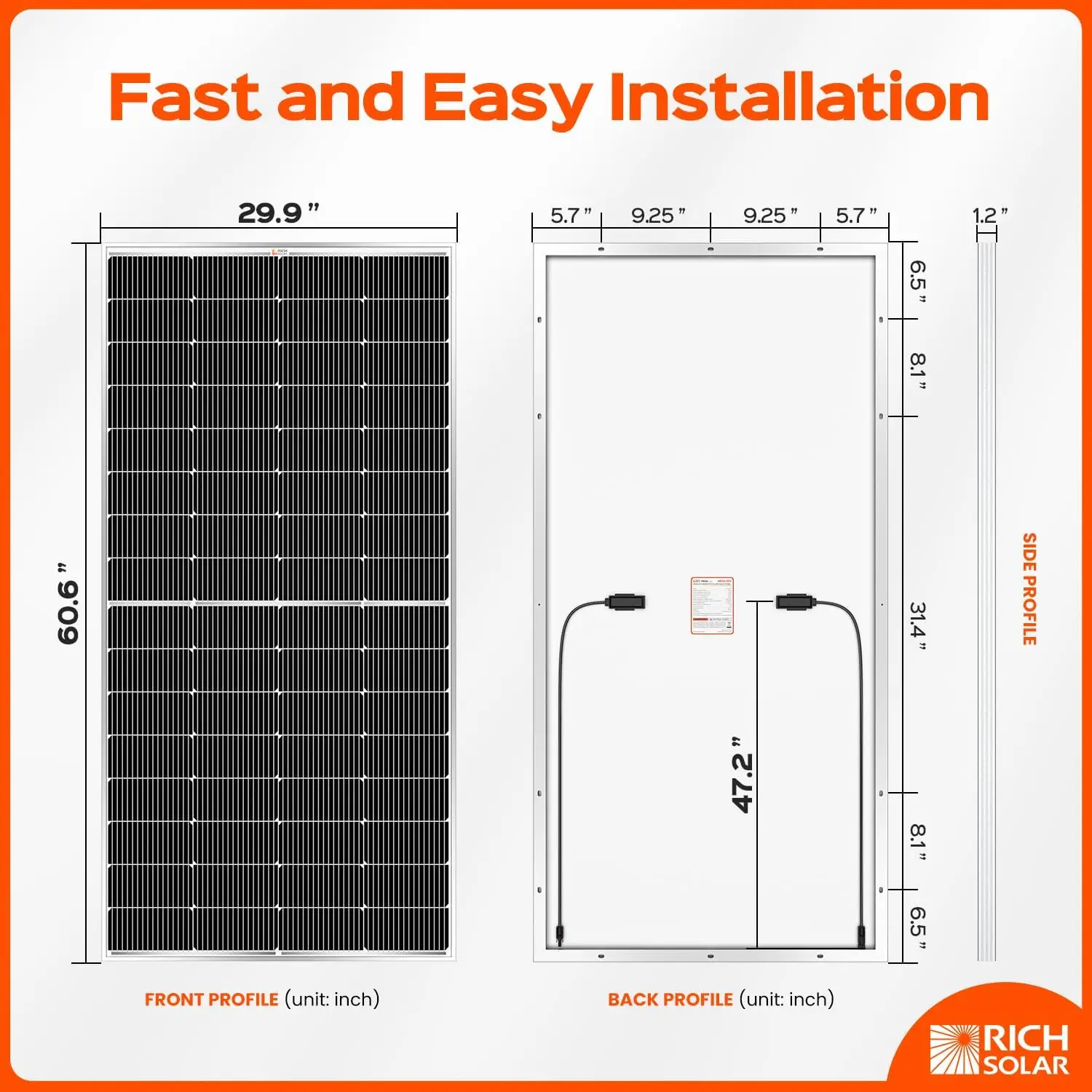 250 Watt 12 Volt 16BB Cell Monocrystalline Solar Panel High Efficiency Solar Module for RV Trailer Camper Marine Off Grid