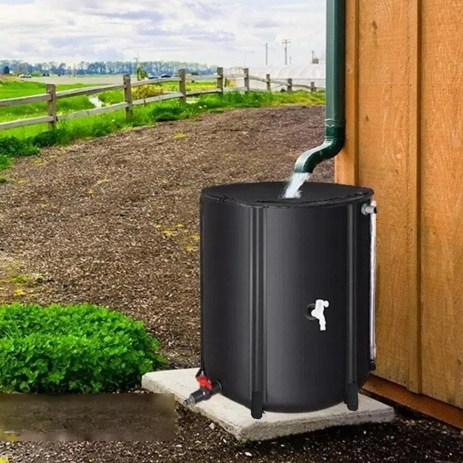 Collapsible Rain Barrel 53 Gallon Water Tank Portable Rain Collection System