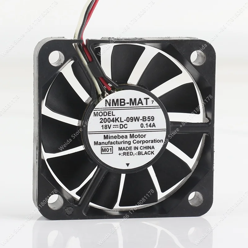 New original 3-pin NMB 2004KL-09W-B59 18VDC 0.14A 5CM 50X50X10MM 5010 3-wire cooling fan