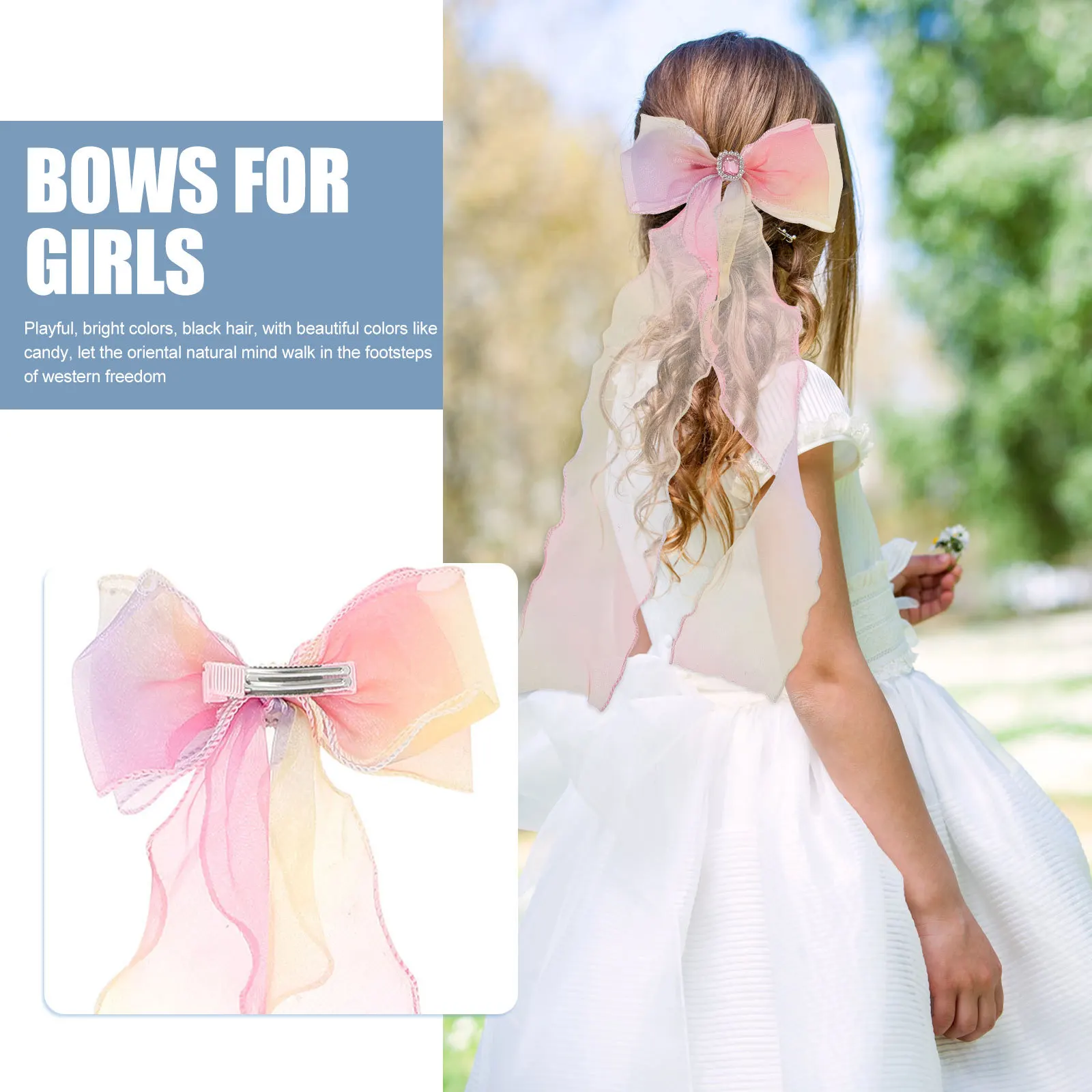 

2Pcs Ribbon Bow Hair Clips Elegant Bowknot Hairpins for Girls Party Work Daily Use Hair Accessories Bows for Girls