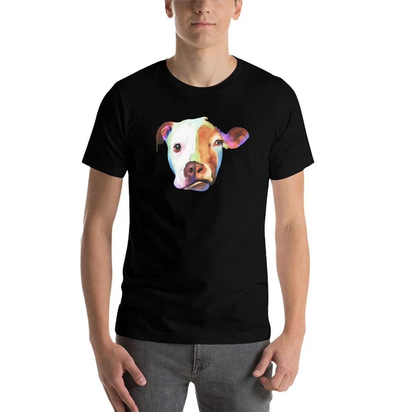 ビーガンの視点 - 牛/犬 Tシャツ Tシャツ メンズ 高級メンズ Tシャツ グラフィック Tシャツ