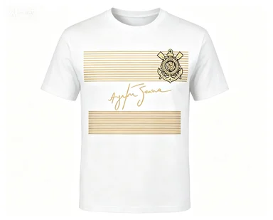2026 new Black Crew Neck T‑shirt Golden Stripe Anchor Badge Handwritten Cursive Graphic Unisex Cotton Short Sleeve Tee