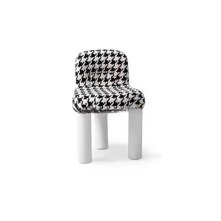 ^Modern Creative Casual Single Chair Dining Chair Thousand Bird Check Design Fabric Material Foldable for Living Room Hotel Use