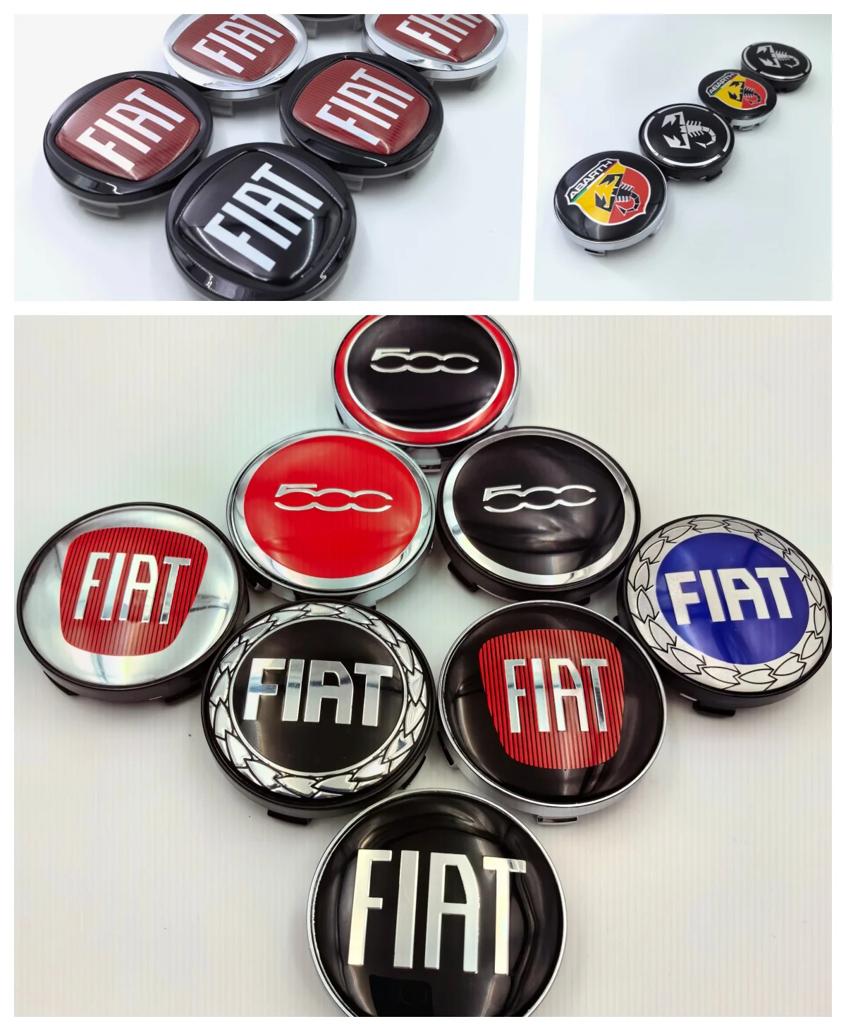 4 Stück 60mm 6cm für FIAT Abarth 500 Auto-Emblem Radnaben-Zentralkappen Abzeichen-Abdeckungen Styling-Zubehör