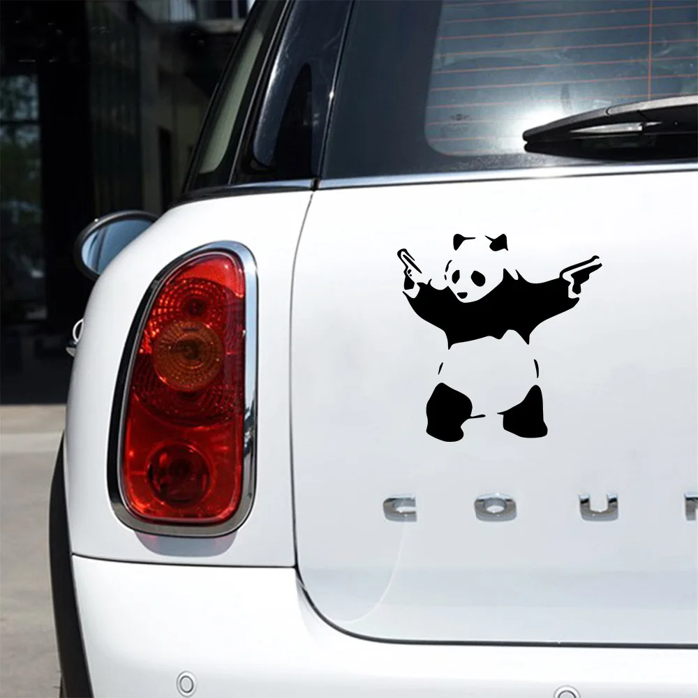 1pc Newest Panda holding a gun car Stickers Voiture For Car Body Decor Vinyl Decal For Car Head Engine Cover Windows Decoration