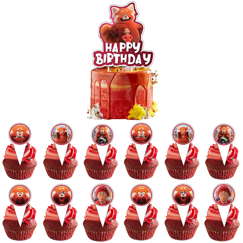 Disney Turning Red Birthday Party Cake Topper Cartoon Red Panda Mei Birthday Party Decor Baby Shower Party Supplies Decoration