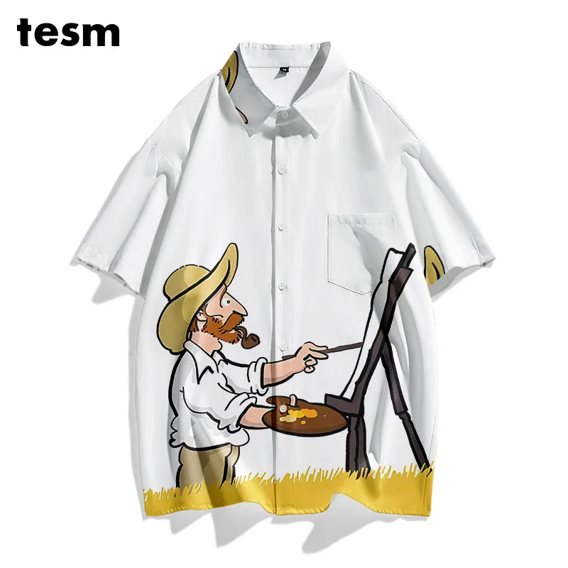 

TESM Summer Couple Matching Hawaiian Shirts - Unisex Loose Short-Sleeve Breathable Sun-Protective Men Women Vacation Beach Tops